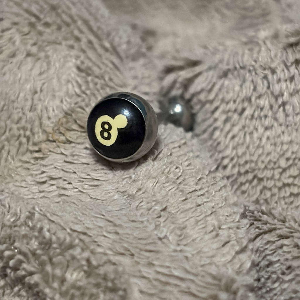 Black 8Ball Tongue Barbell Piercing